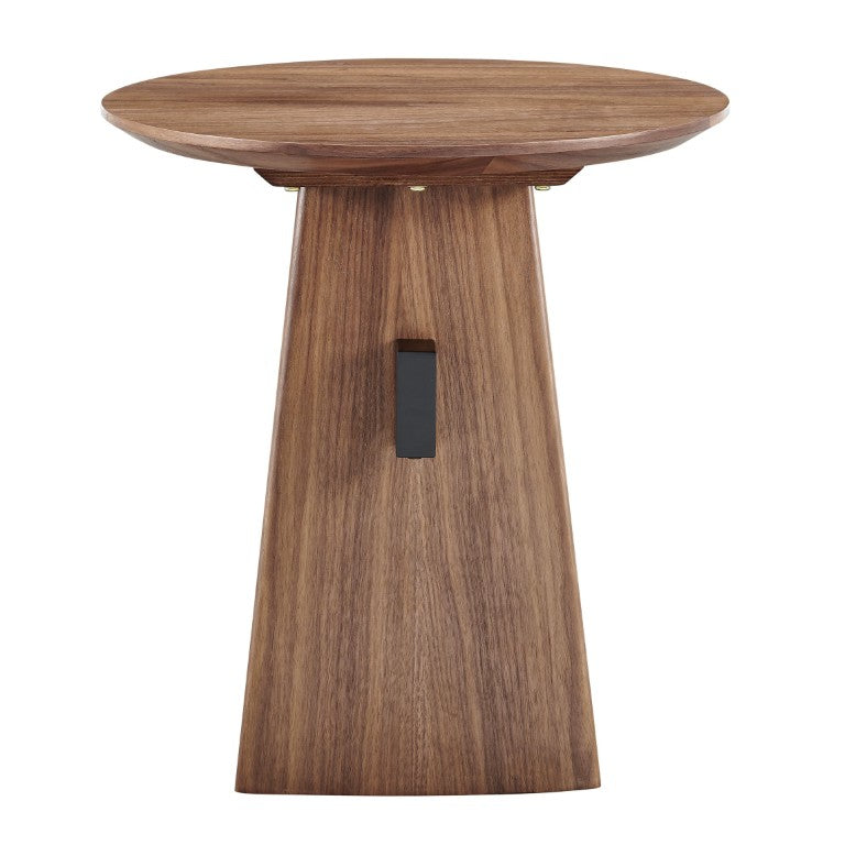 EuroStyle Folke Walnut Veneer Cube Side Table with Powder Coated Steel Accent for Modern Spaces 19734-WAL
