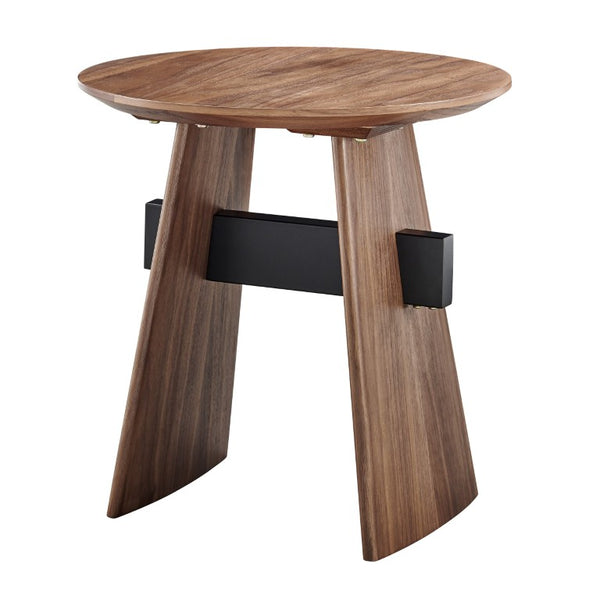 EuroStyle Folke Walnut Veneer Cube Side Table with Powder Coated Steel Accent for Modern Spaces 19734-WAL