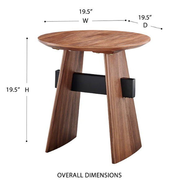 EuroStyle Folke Walnut Veneer Cube Side Table with Powder Coated Steel Accent for Modern Spaces 19734-WAL
