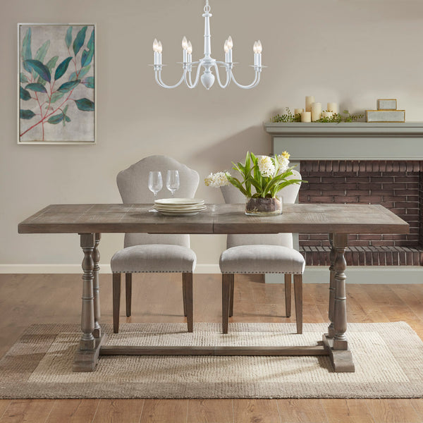 JLA Home Martha Stewart - 8-Light Glossy White Metal Chandelier with Candle Arms, Dimmable, Sloped Ceiling Compatible, Adjustable Chain MT150-0066