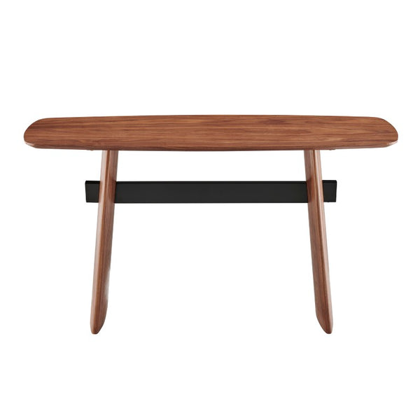 EuroStyle Folke Walnut Veneer Console Table with Industrial Steel Base for Entryway Decor 19736-WAL