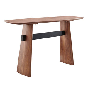 EuroStyle Folke Walnut Veneer Console Table with Industrial Steel Base for Entryway Decor 19736-WAL