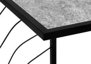 English Elm Accent Table, C-Shaped Design For Living Room And Bedroom, Grey Laminate Top With Black Metal Base B2710P219256