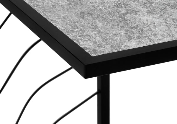English Elm Accent Table, C-Shaped Design For Living Room And Bedroom, Grey Laminate Top With Black Metal Base B2710P219256