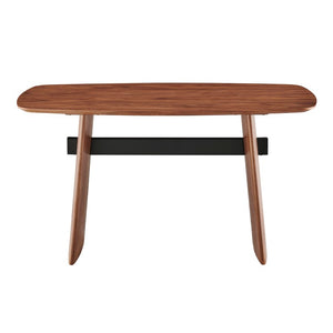 EuroStyle Folke Walnut Veneer Writing Desk with Powder Coated Steel Frame for Modern Offices 19738-WAL