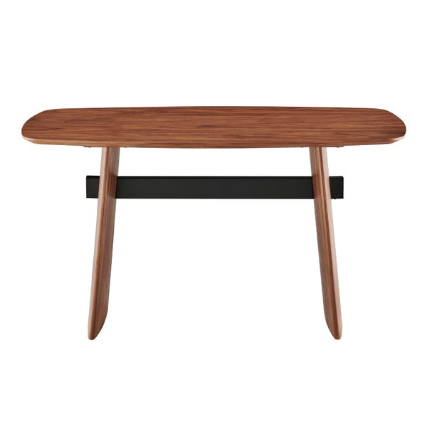 EuroStyle Folke Walnut Veneer Writing Desk with Powder Coated Steel Frame for Modern Offices 19738-WAL