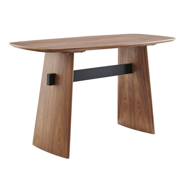 EuroStyle Folke Walnut Veneer Writing Desk with Powder Coated Steel Frame for Modern Offices 19738-WAL