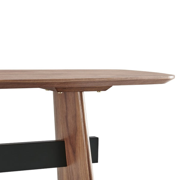 EuroStyle Folke Walnut Veneer Writing Desk with Powder Coated Steel Frame for Modern Offices 19738-WAL