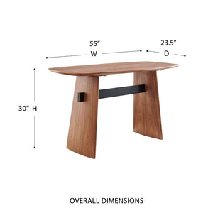EuroStyle Folke Walnut Veneer Writing Desk with Powder Coated Steel Frame for Modern Offices 19738-WAL