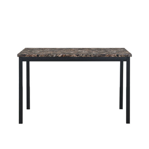 English Elm Faux Marble Top Dinette Table with Black Metal Frame, Durable Scratch-Resistant Surface, Easy-Clean Elegance W2297P348678
