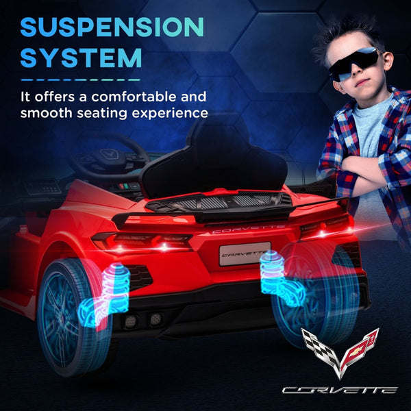 English Elm Qaba Licensed Corvette 12v Kids Ride on Car with Remote Suspension and Safety Harness W2225P217169
