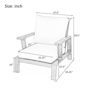 English Elm 2 Piece Acacia Wood Outdoor Sofa Set with Coffee Table and Weather Resistant Cushions N719P246161D