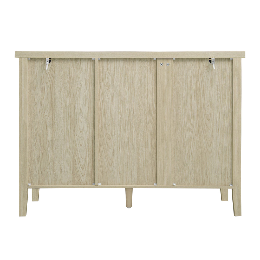 English Elm Hollowed-Out Cabinet With 2 Doors & 3 Drawers – Stylish American Furniture For Versatile Storage Solutions W688P223034