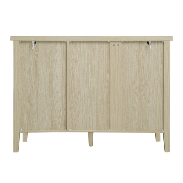English Elm Hollowed-Out Cabinet With 2 Doors & 3 Drawers – Stylish American Furniture For Versatile Storage Solutions W688P223034