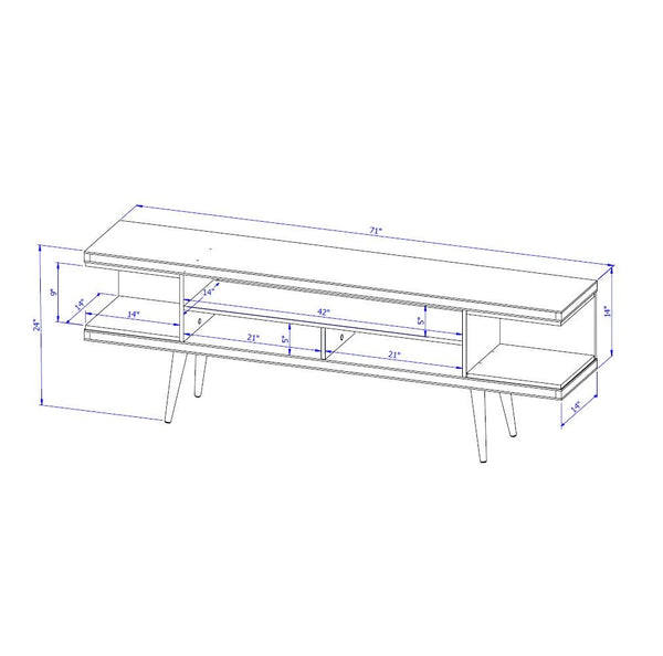 Utopia 70.47 TV Stand in White Gloss and Maple Cream 19752 Manhattan Comfort