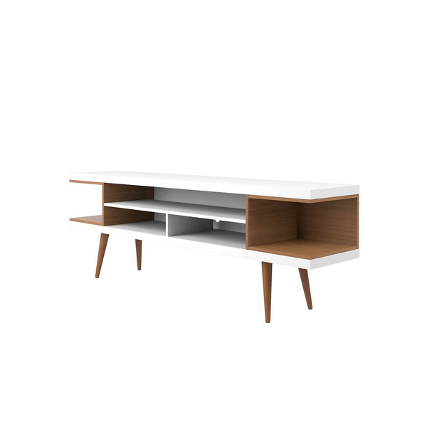 Utopia 70.47 TV Stand in White Gloss and Maple Cream 19752 Manhattan Comfort