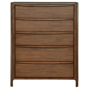 English Elm Verona Five Drawer Walnut Veneer Chest with Cedar Lined Storage for Modern Bedrooms B062P447805