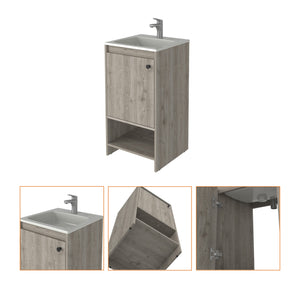 English Elm Chariot Free Standing Vanity Cabinet with Open Shelf and Cabinet Storage, 17.7" W x 33.5" H, Modern Design LIGHT GREY 22 L x 22 W x 6 H B128S00069