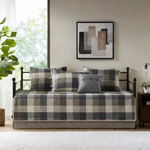 English Elm 6 Piece Reversible Plaid Daybed Cover Set with Herringbone Cabin Quilt, Twin Fit, Machine Washable Multicolor 17.72 L x 15.75 W x 7.48 H B035P266679