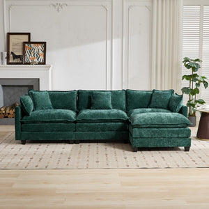 English Elm Cloud 3-Seat Modern Sectional Sofa In Soft Green Chenille - Comfy, Modular & Ergonomic Design For All Spaces W1143S00016