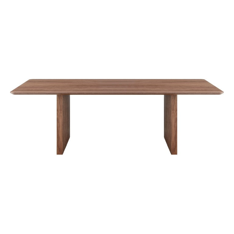 EuroStyle Caden Walnut Veneer Rectangular Dining Table Seats 10 with Sculptural Fluted Base 19760WAL-KIT