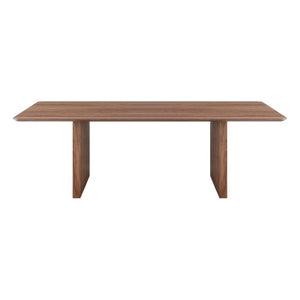 EuroStyle Caden Walnut Veneer Rectangular Dining Table Seats 10 with Sculptural Fluted Base 19760WAL-KIT