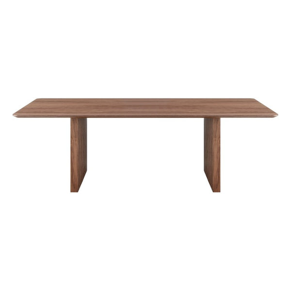 EuroStyle Caden Walnut Veneer Rectangular Dining Table Seats 10 with Sculptural Fluted Base 19760WAL-KIT