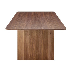 EuroStyle Caden Walnut Veneer Rectangular Dining Table Seats 10 with Sculptural Fluted Base 19760WAL-KIT