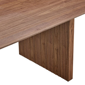 EuroStyle Caden Walnut Veneer Rectangular Dining Table Seats 10 with Sculptural Fluted Base 19760WAL-KIT