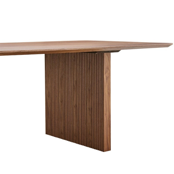 EuroStyle Caden Walnut Veneer Rectangular Dining Table Seats 10 with Sculptural Fluted Base 19760WAL-KIT