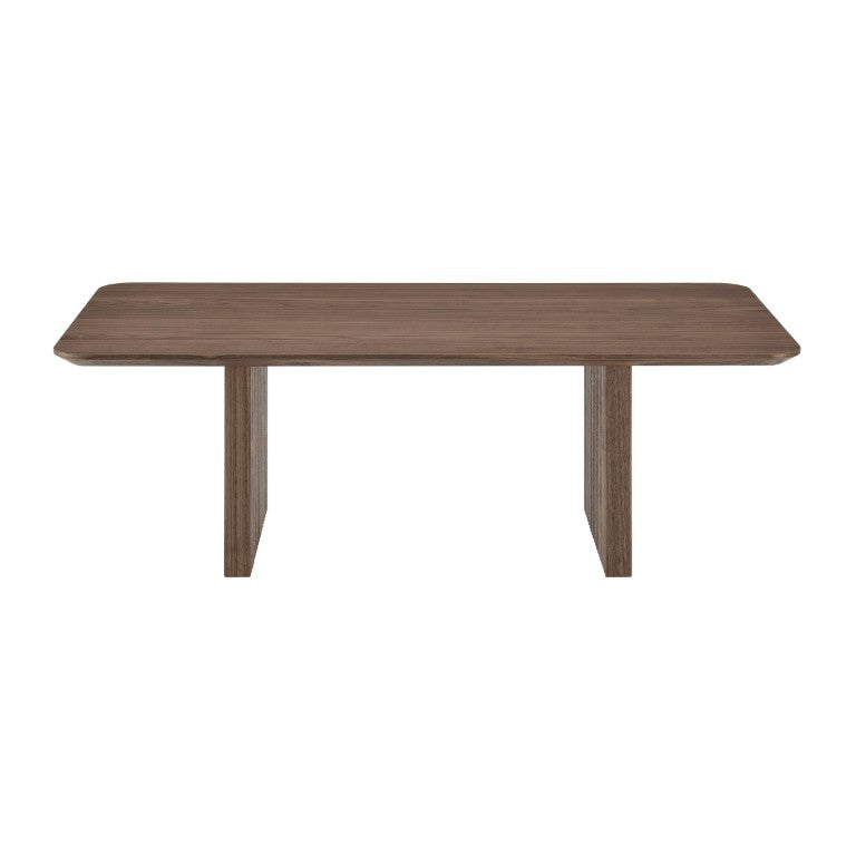 EuroStyle Caden Walnut Veneer Coffee Table with Sculptural Fluted Base for Modern Living Rooms 19762-WAL