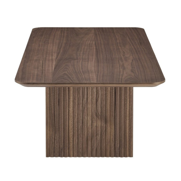 EuroStyle Caden Walnut Veneer Coffee Table with Sculptural Fluted Base for Modern Living Rooms 19762-WAL