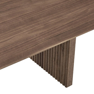EuroStyle Caden Walnut Veneer Coffee Table with Sculptural Fluted Base for Modern Living Rooms 19762-WAL