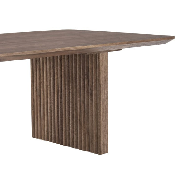 EuroStyle Caden Walnut Veneer Coffee Table with Sculptural Fluted Base for Modern Living Rooms 19762-WAL