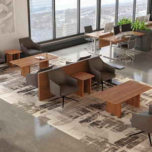 EuroStyle Caden Walnut Veneer Coffee Table with Sculptural Fluted Base for Modern Living Rooms 19762-WAL