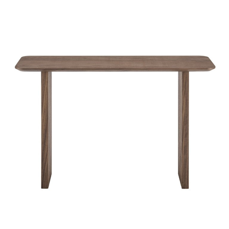 EuroStyle Caden Walnut Veneer Fluted Console Table with Architectural Slat Detail for Modern Entryways 19764-WAL