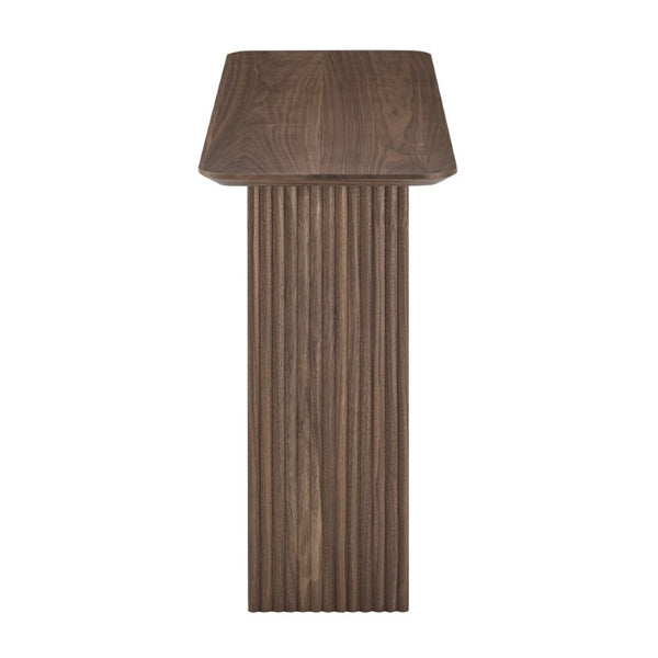 EuroStyle Caden Walnut Veneer Fluted Console Table with Architectural Slat Detail for Modern Entryways 19764-WAL