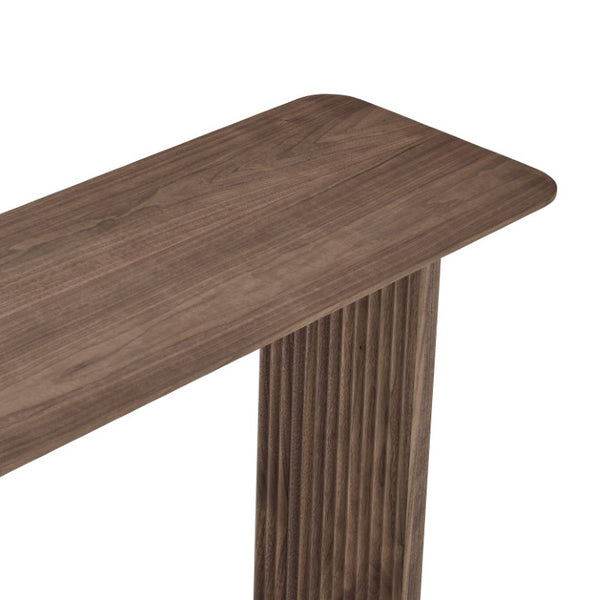 EuroStyle Caden Walnut Veneer Fluted Console Table with Architectural Slat Detail for Modern Entryways 19764-WAL