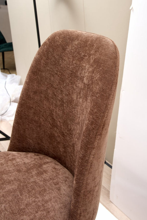 English Elm Dark Brown Suede Armless Dining Chairs with Sleek Metal Legs Foam Padded Set of 2 T3967P431251
