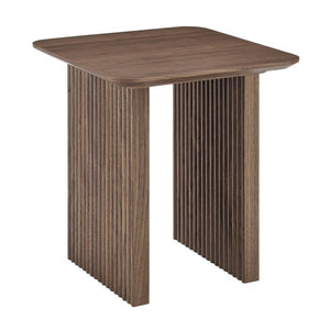 EuroStyle Caden Walnut Veneer Fluted Side Table Sculptural Accent for Living or Reading Nook 19766-WAL