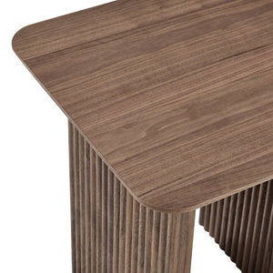 EuroStyle Caden Walnut Veneer Fluted Side Table Sculptural Accent for Living or Reading Nook 19766-WAL