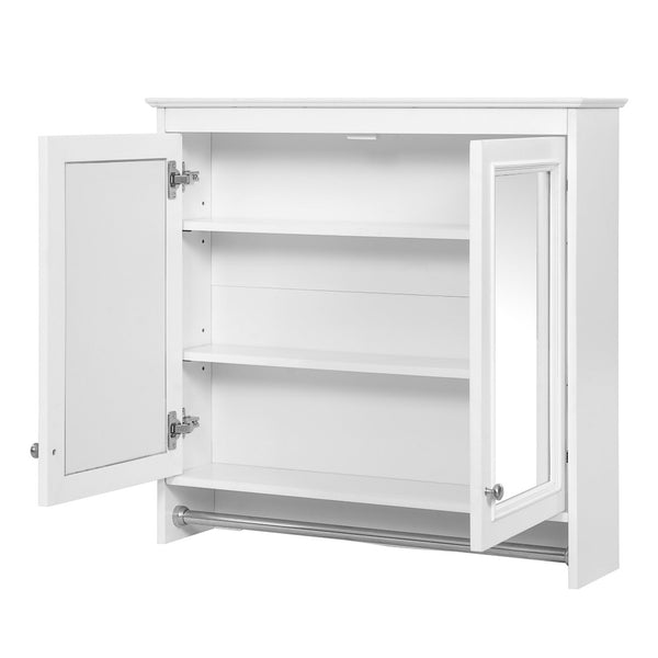 English Elm 3-in-1 Wall Mounted Medicine Cabinet with Soft Close Door Adjustable Shelves and Towel Bar White N710P405415K