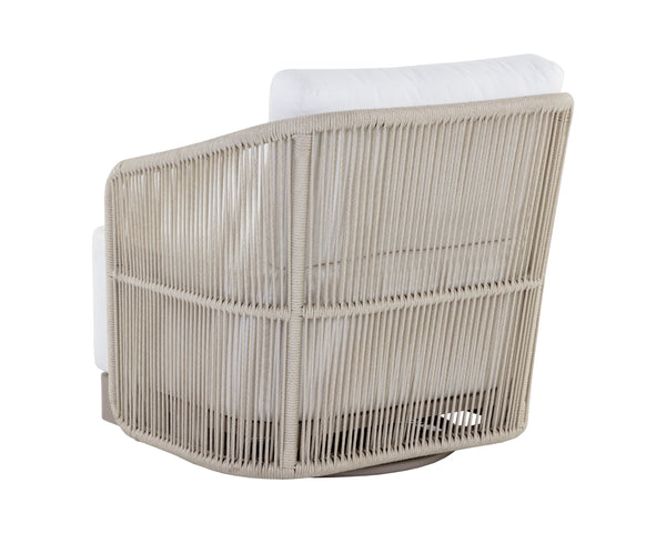 Sunpan Allariz Swivel Armchair - Modern Outdoor Seating with UV Resistant Fabric and Durable Aluminum Frame Greige / Stinson White