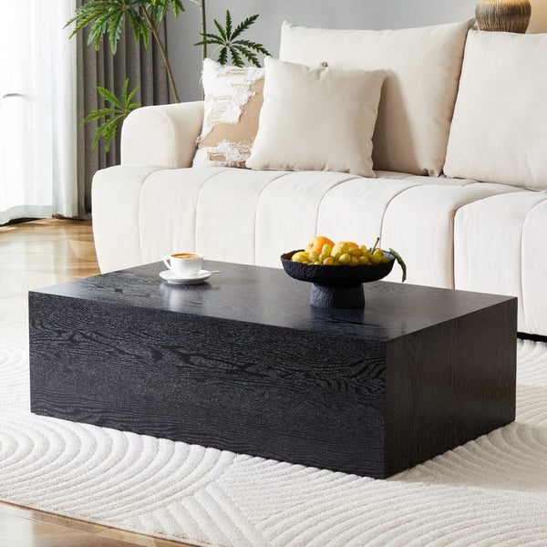 English Elm 39.3*23.6*11.8 Low Profile Mdf Coffee Table Black Wood Grain Finish Modern Living Room W1151P433600