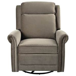 English Elm Christopher Knight Home® - 360° Swivel Recliner Plush Velvet Manual Rocker with Infinite Recline Support for Living Room Comfort Light Brown N763P202666F