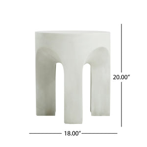 English Elm Outdoor Mgo Round Side Table Lightweight Stone Finish Patio or Living Room Accent N773P369075W