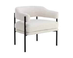 Sunpan Lola Lounge Chair - Contemporary Comfort with Elegant Curves and Matte Black Iron Frame Design Merino Pearl