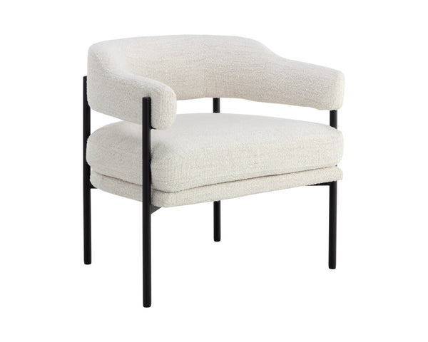 Sunpan Lola Lounge Chair - Contemporary Comfort with Elegant Curves and Matte Black Iron Frame Design Merino Pearl