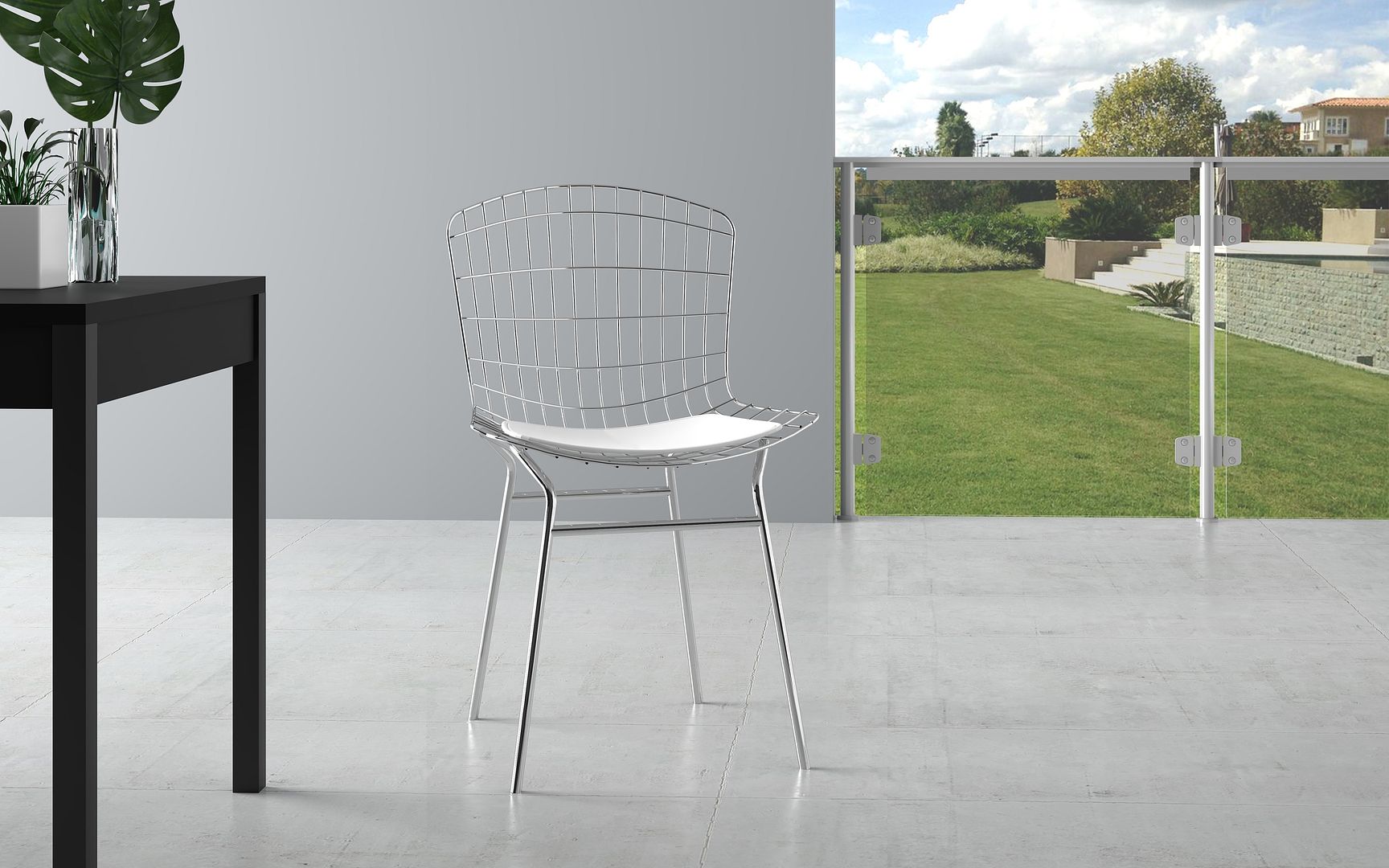 Manhattan Comfort Madeline Modern Chair Silver and White 197AMC2