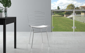 Manhattan Comfort Madeline Modern Chair, Set of 2 Silver and White 2-197AMC2